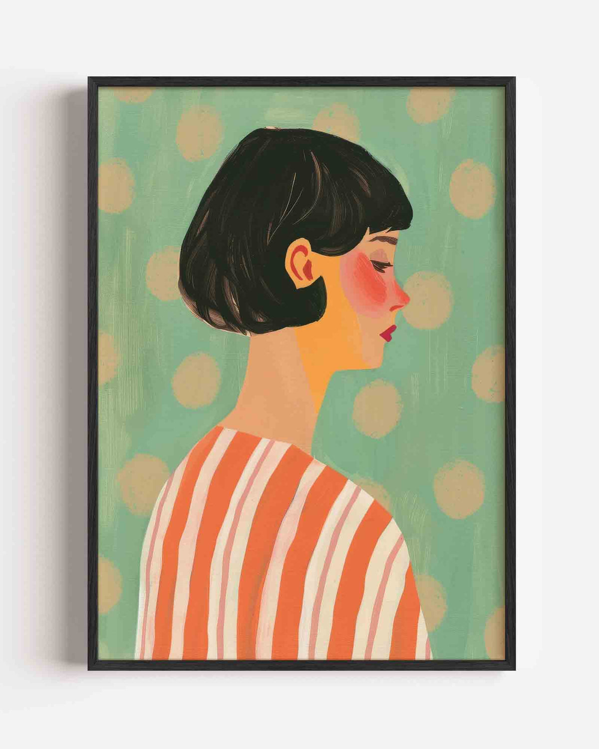 Portret met gestreepte kleding – kleurrijke illustratie portret poster als wanddecoratie