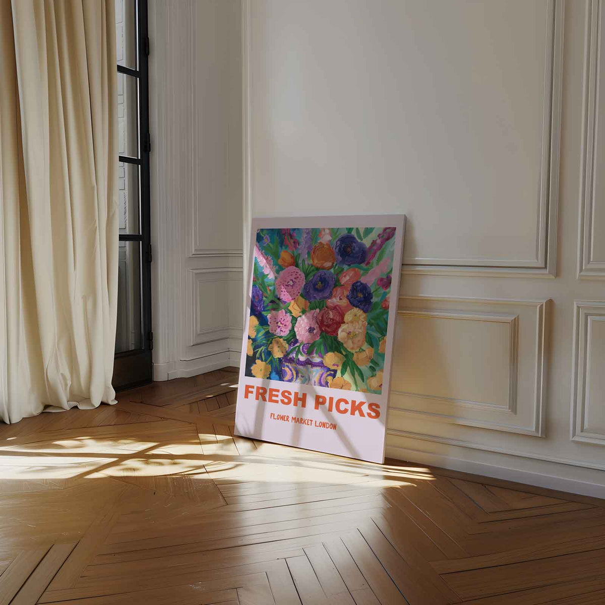 Bloemenpracht in Londen – dibond wanddecoratie in staand formaat