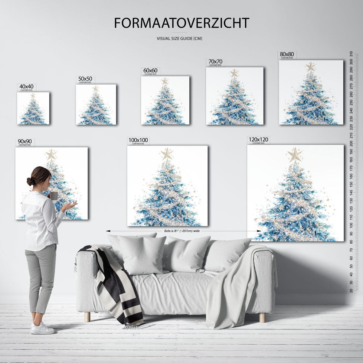 Kerstboom met ster – vierkante muurposter voor de kinderkamer