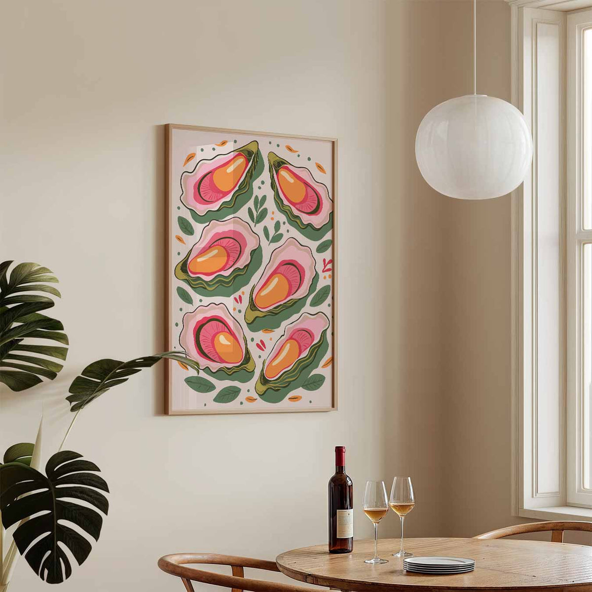 Kleurrijke Oester Illustratie – keukenposter in staand formaat