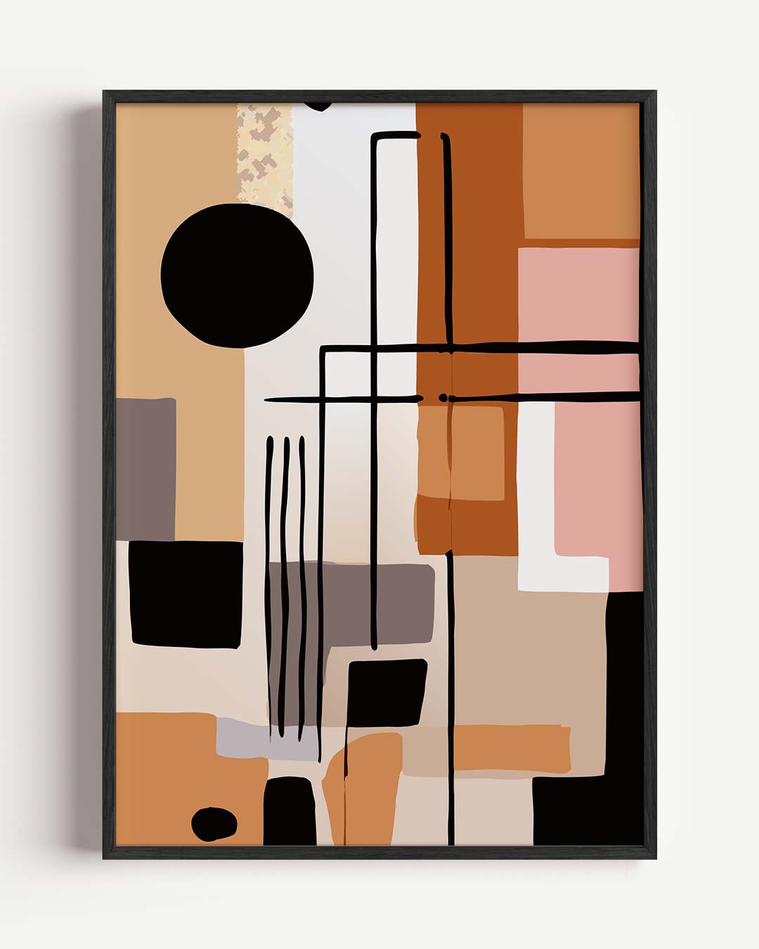 Moderne Abstracte Compositie – kleurrijke abstracte portret poster als wanddecoratie