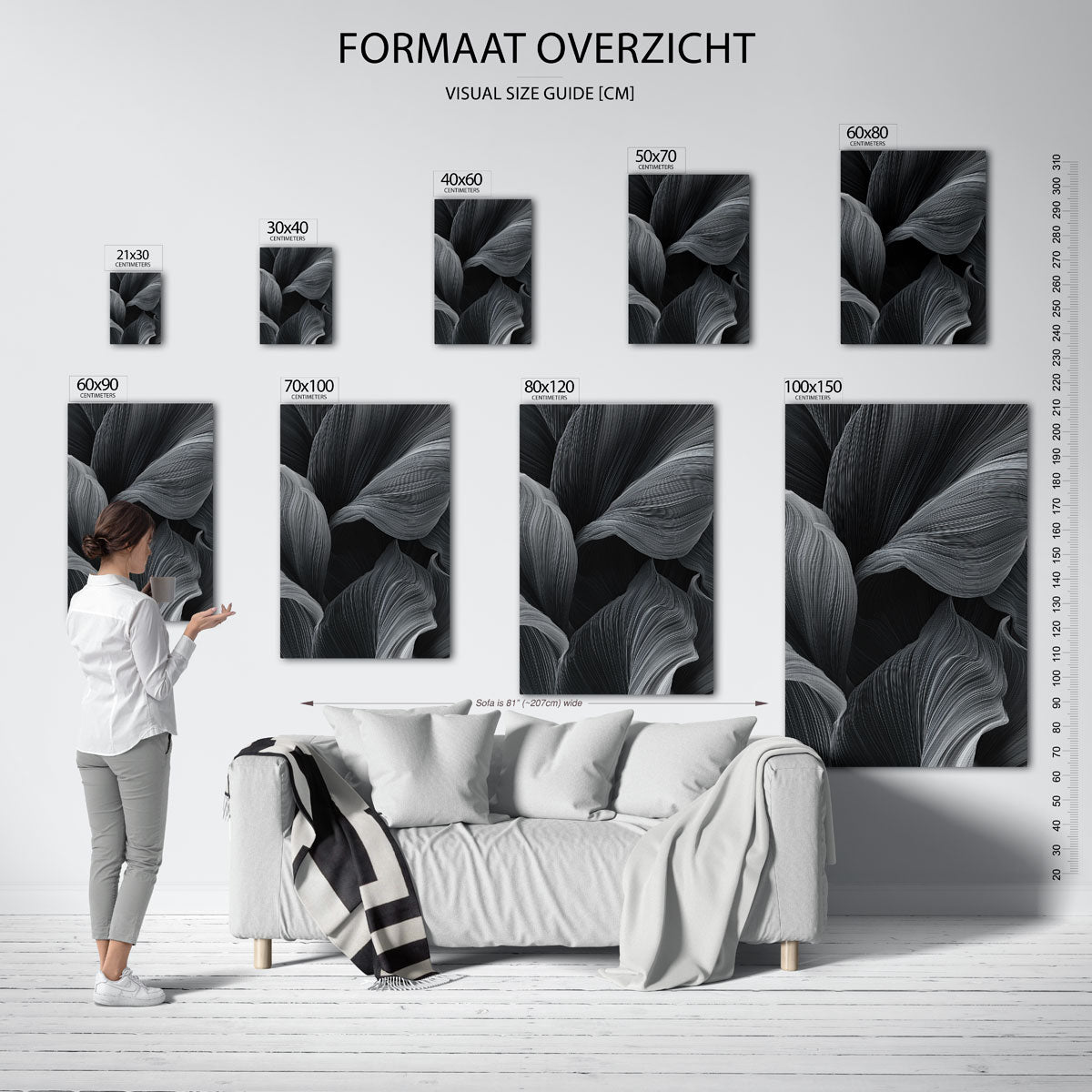 Golvende lijnen – staande muurposter met abstracte vormen
