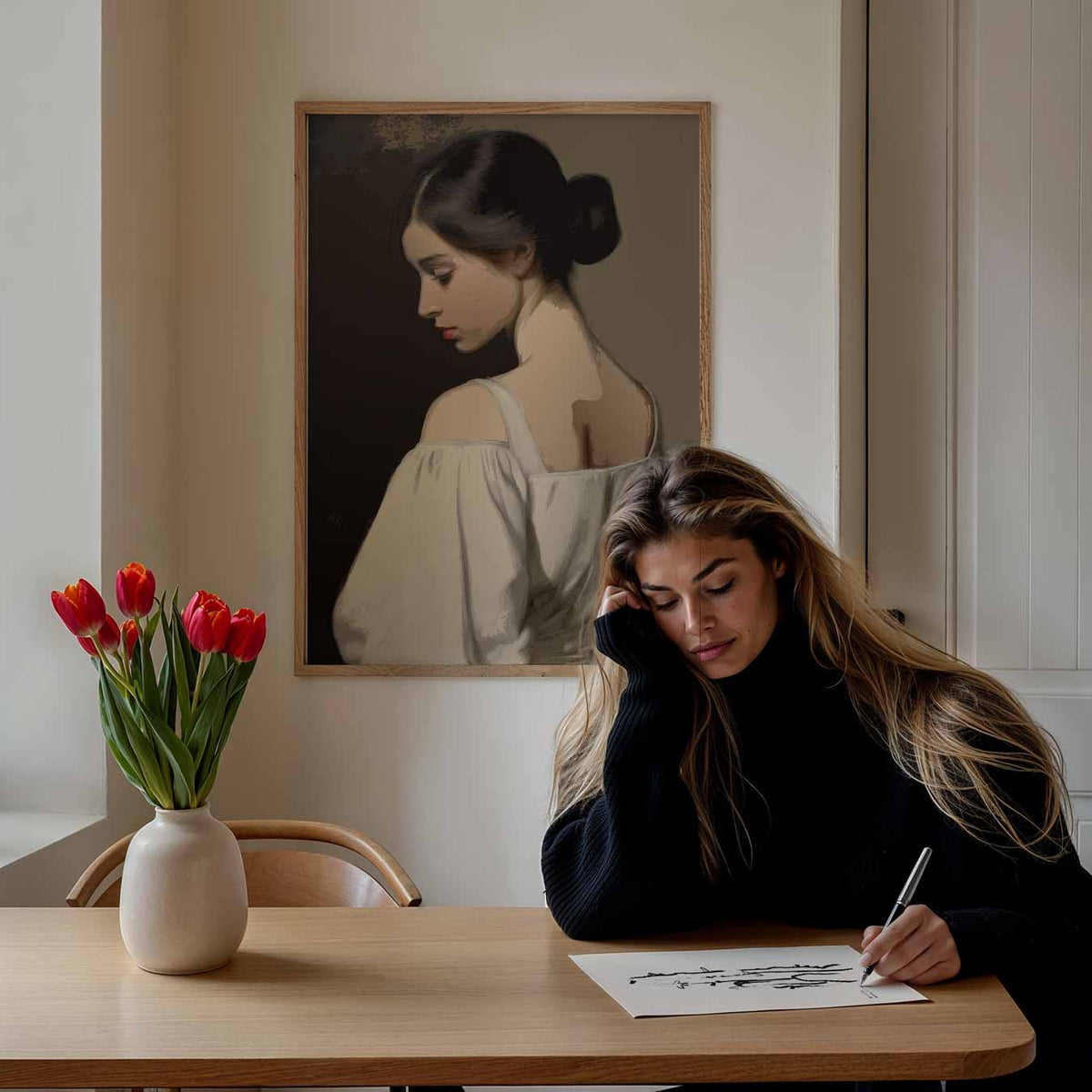 Elegante Vrouwelijke Silhouet – paasposter in staand formaat