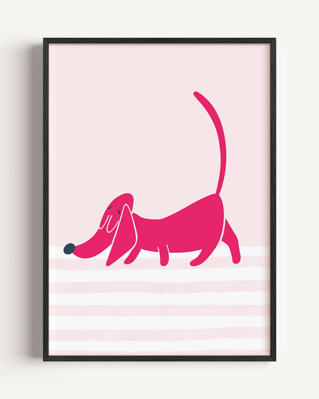 Vrolijke Teckel Illustratie – kids portret poster als wanddecoratie