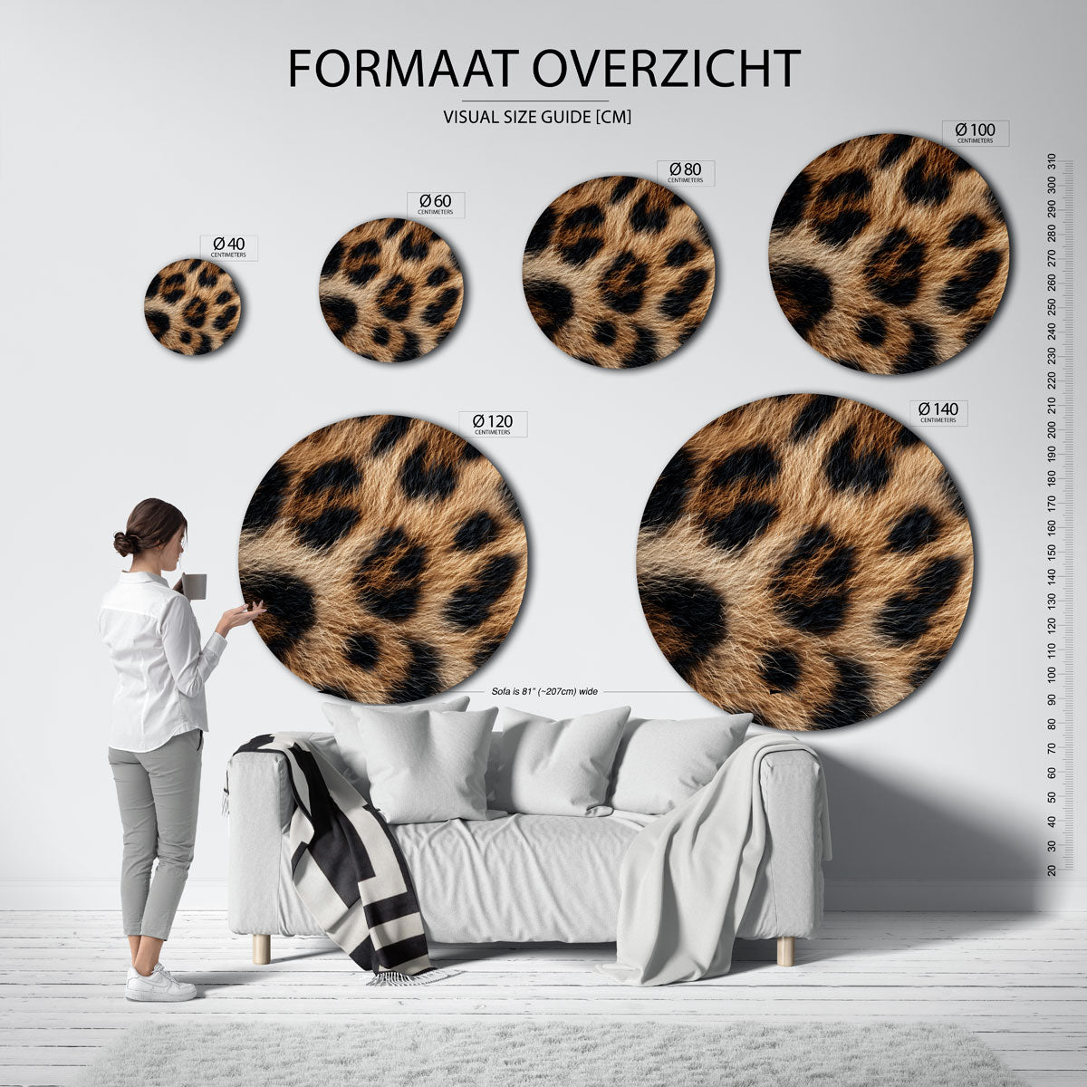 Luipaardprint – safari wandkunst als moderne muurcirkel
