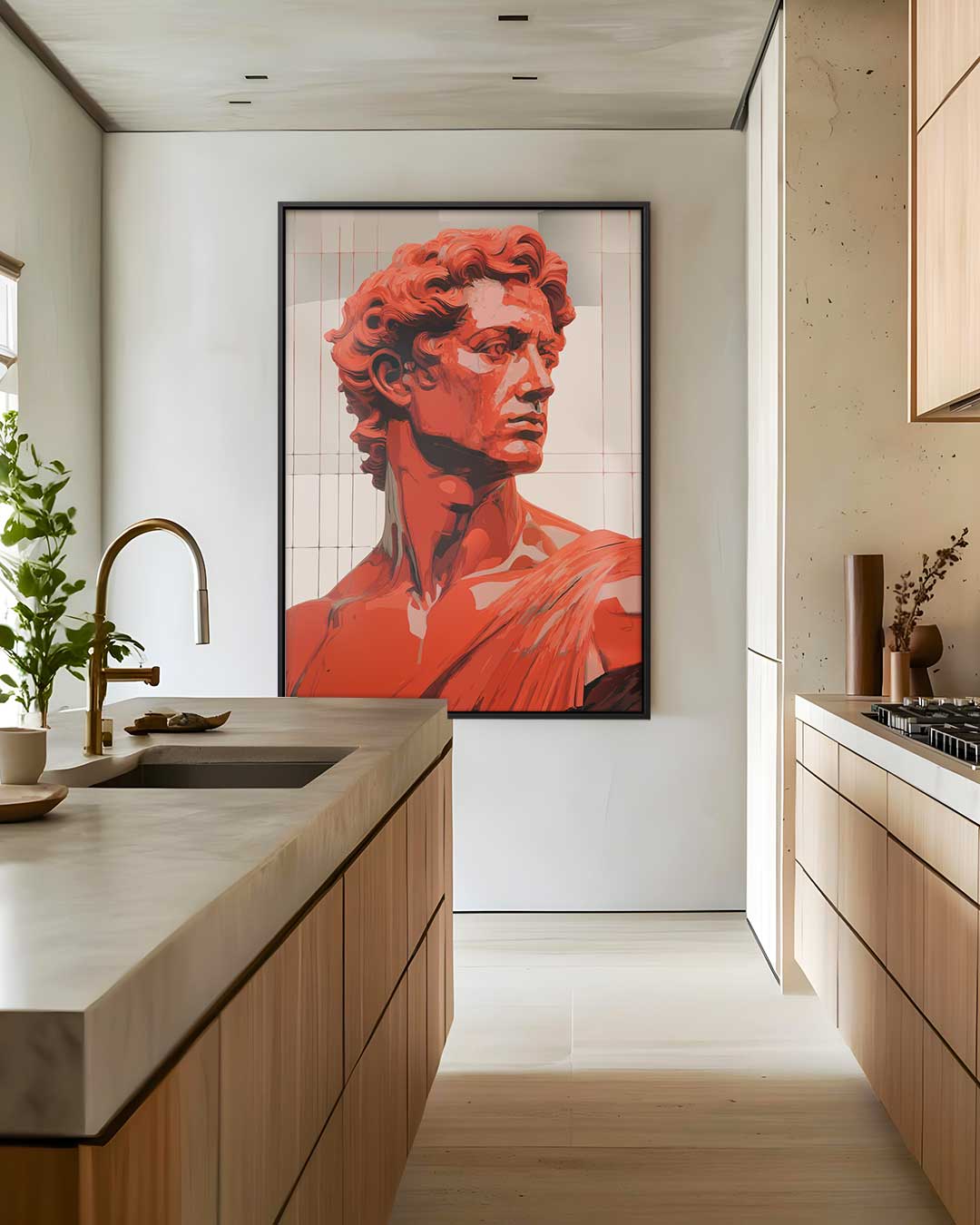 Rood Portret van David – modern portret kunstwerk van WallArtistic