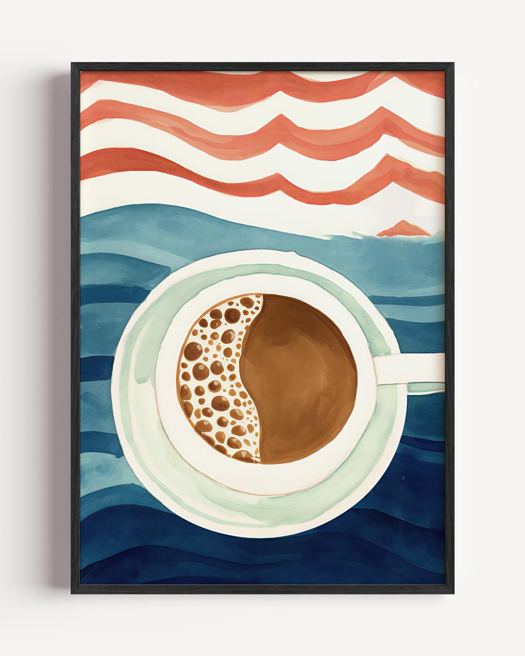 Golvend Genot Koffieposter – keuken portret poster als wanddecoratie
