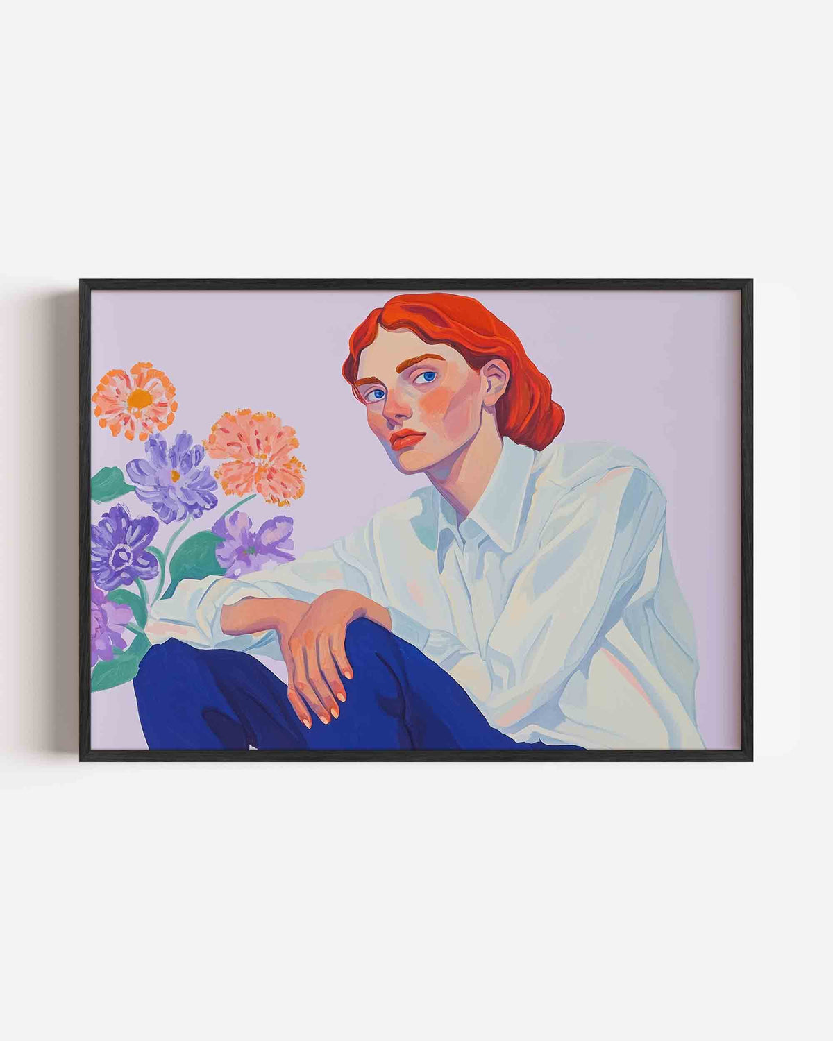 Vrouw met bloemen – vrouwelijk portret als landscape poster