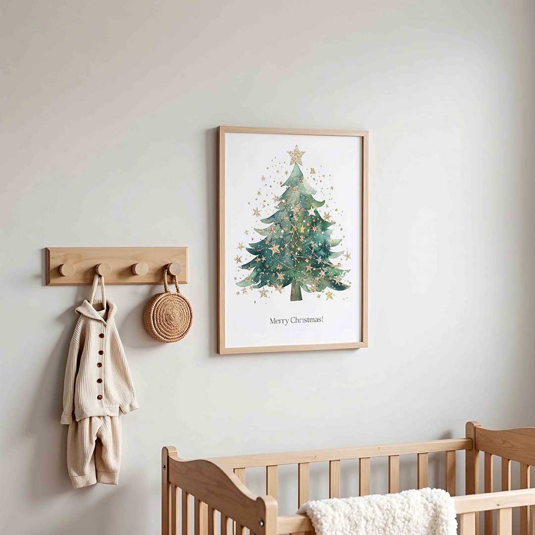 Kerstboom met sterren – kinderposter in staand formaat