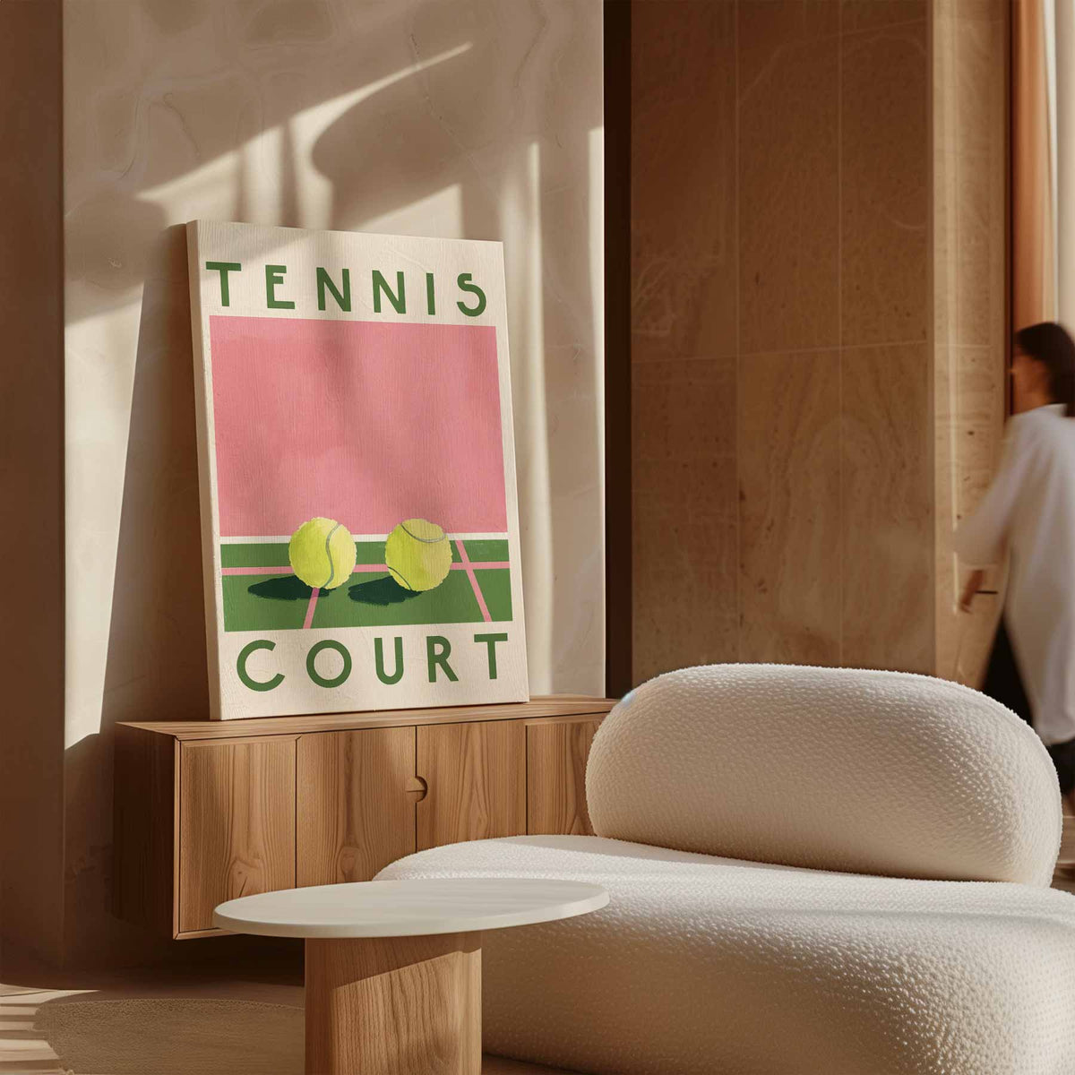 Tennisbaan Droom – staand kunstwerk voor modern interieur
