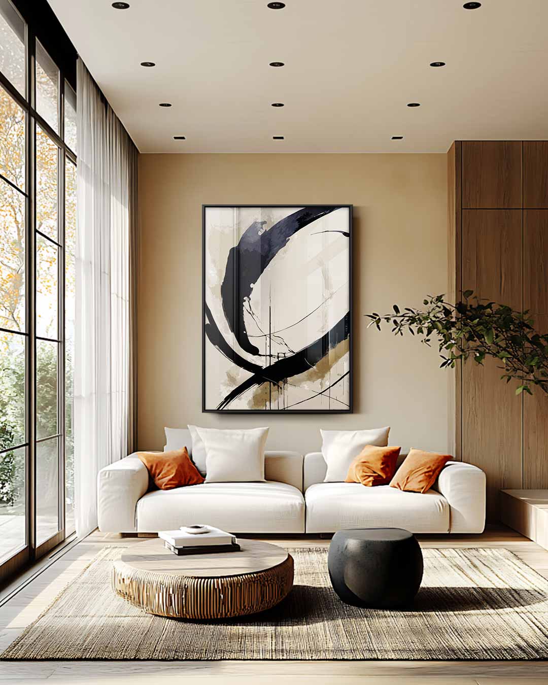Abstracte Beweging – staande wandkunst voor woonkamer of interieur