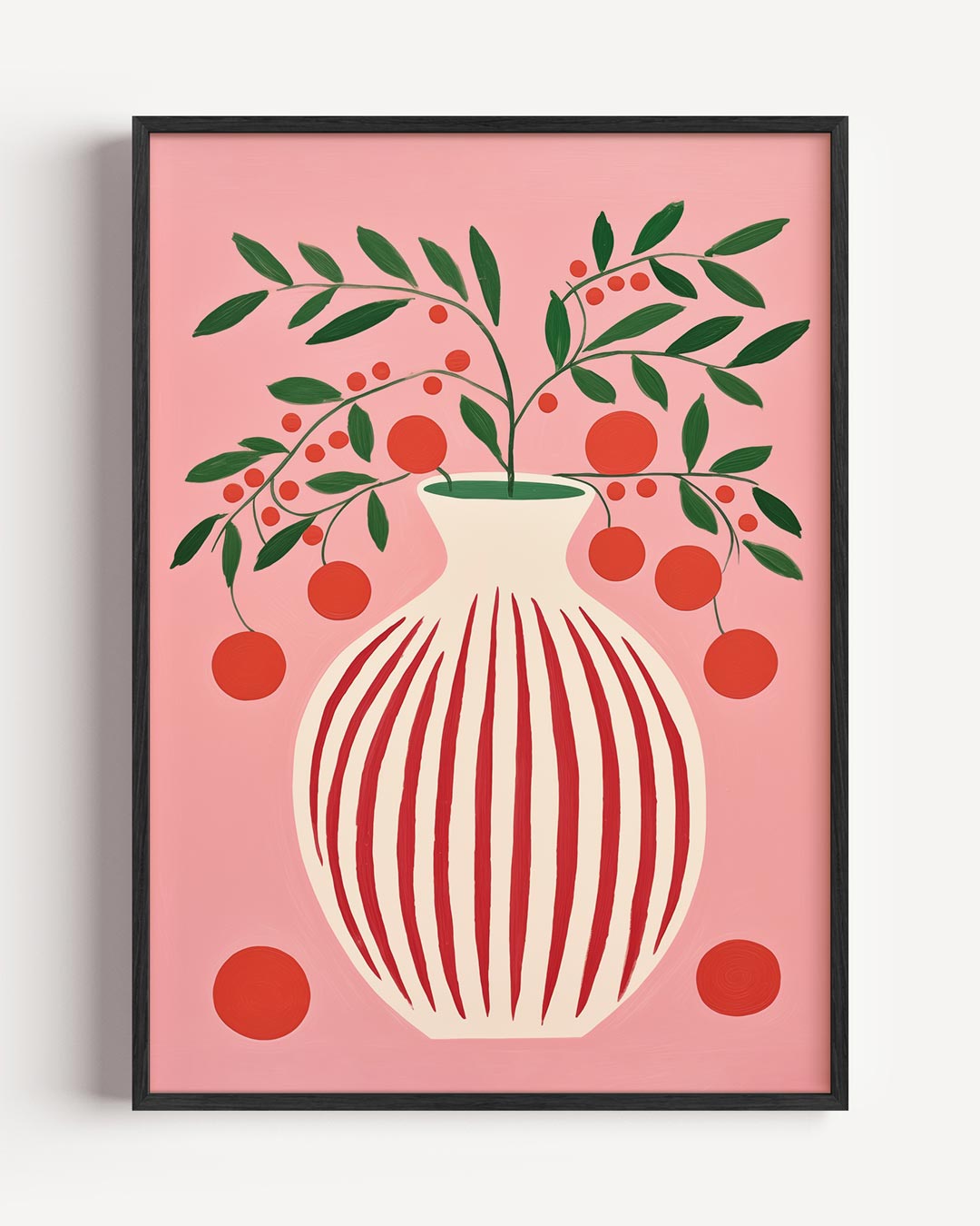 Bloemenvaas met Speelse Bessen – zomer portret poster als wanddecoratie