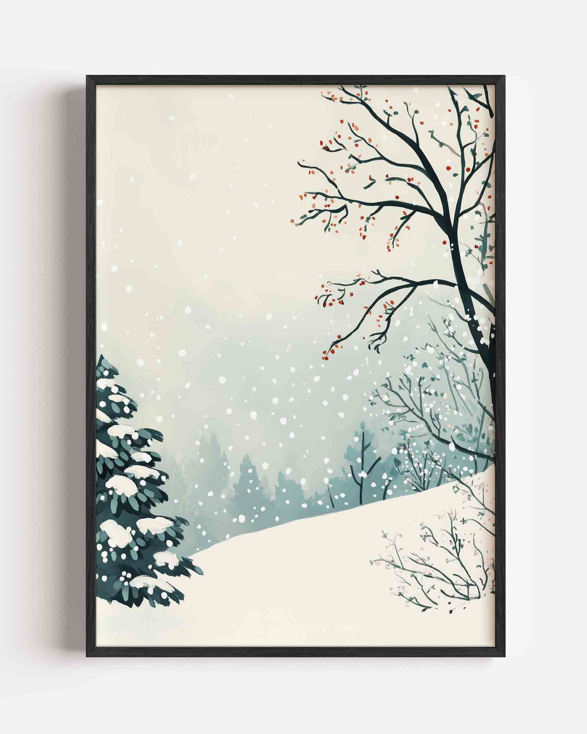 Winterlandschap met sneeuw – kids portret poster als wanddecoratie
