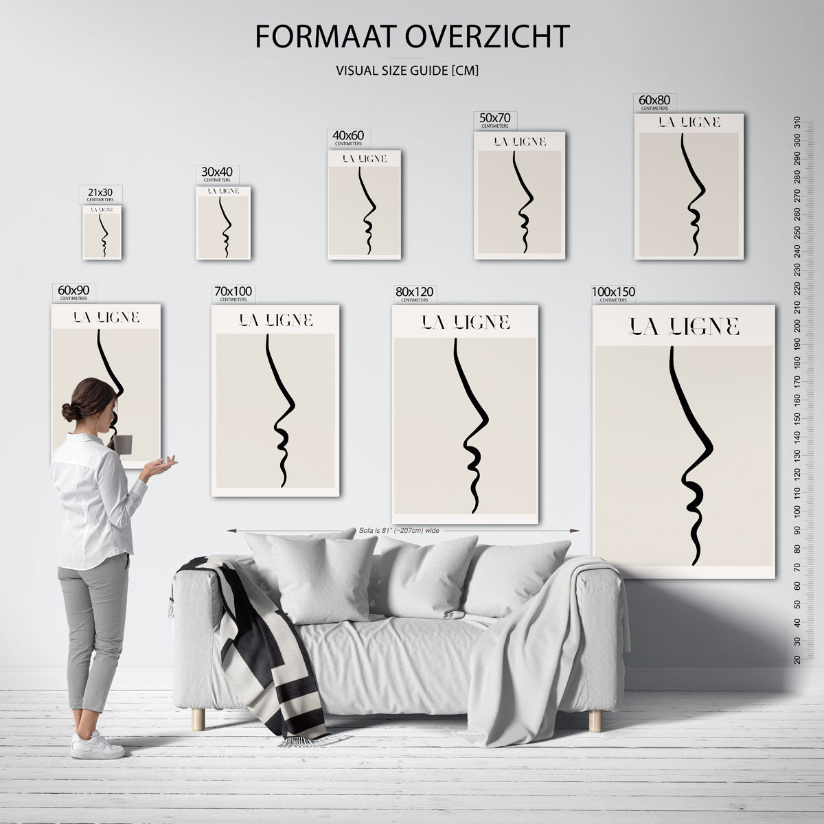 La ligne – staande muurposter met kunst en design