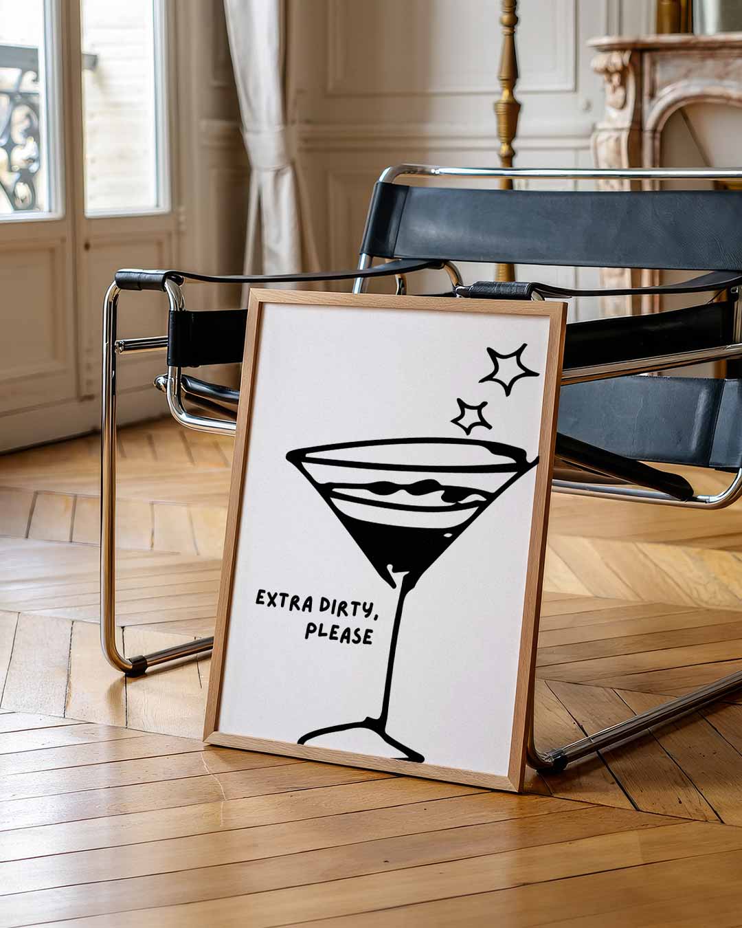 Extra Dirty Martini – zomerse wandkunst als portret poster