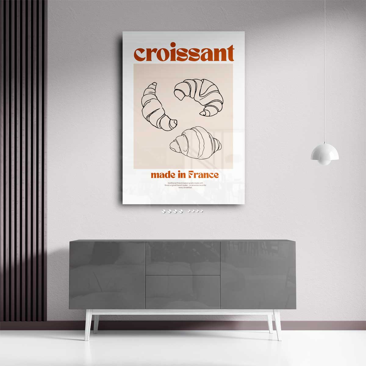 Vintage Franse Croissant Poster – kunstwerk met zwarte baklijst