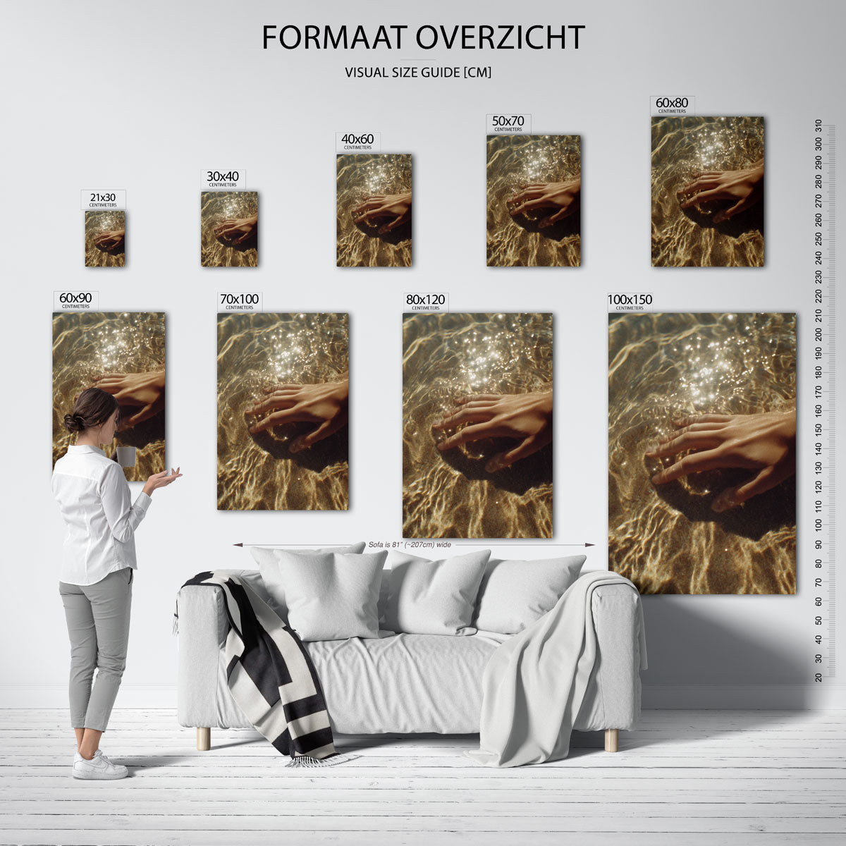Hand in water – staande muurposter met natuurthema