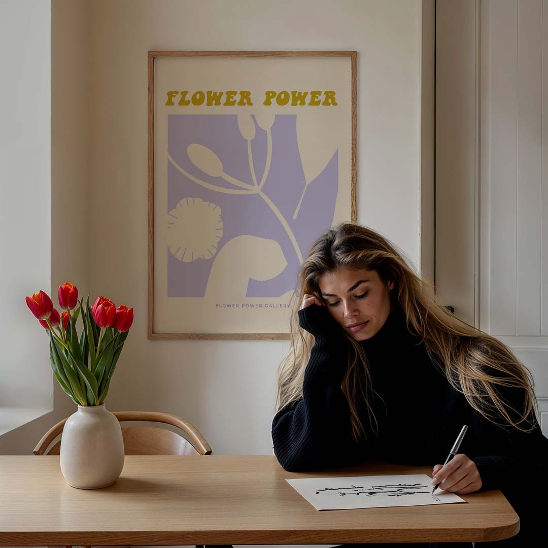 Flower Power – staande muurposter met tekst en typografie
