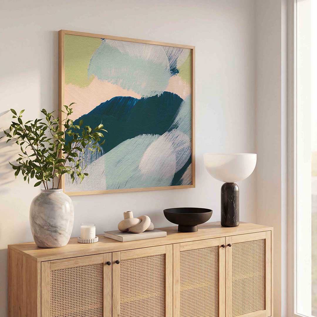 Abstracte penseelstreken – schilderkunst als moderne vierkante poster