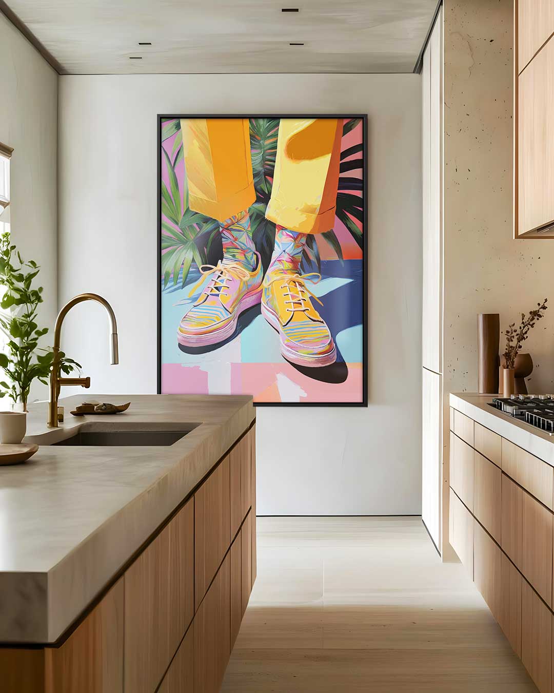 Kleurrijke Sneaker Vibes – modern portret kunstwerk van WallArtistic
