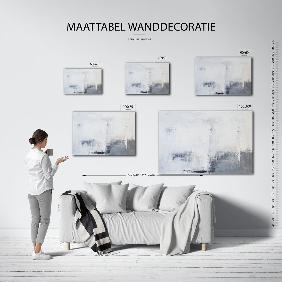 Rustige nevel – moderne liggende wandkunst