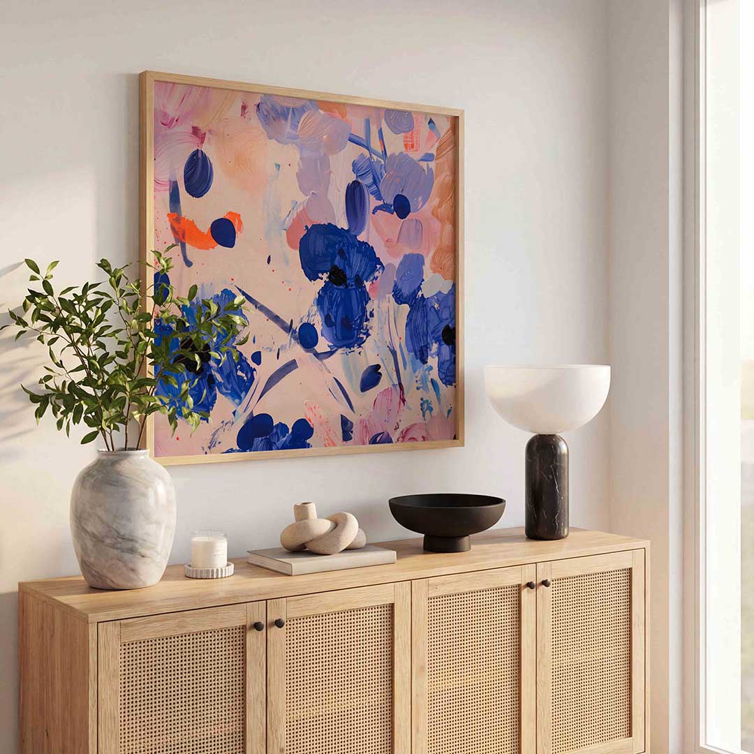 Abstracte bloemen – kunst en design poster in vierkant formaat