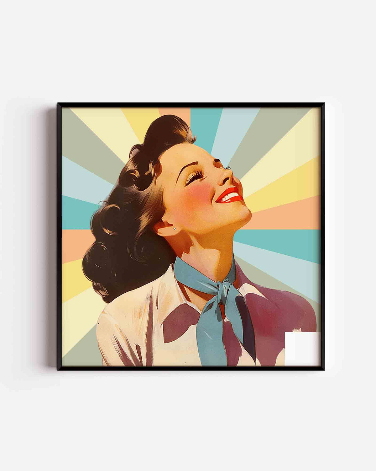 Lachende vrouw – Pop Art vierkante poster als wanddecoratie