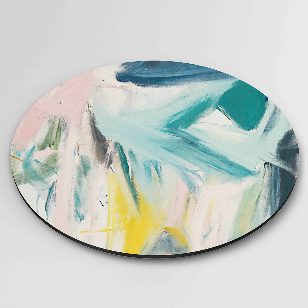 Abstracte penseelstreken – moderne ronde wanddecoratie van WallArtistic