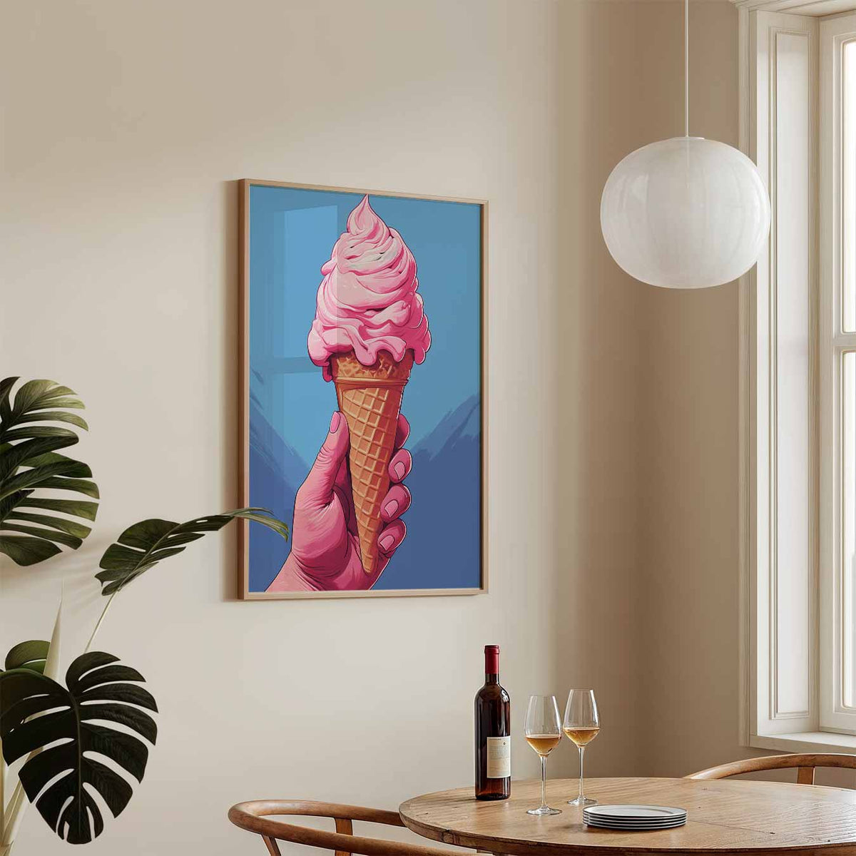 Zoete Roze IJscône – keukenposter in staand formaat