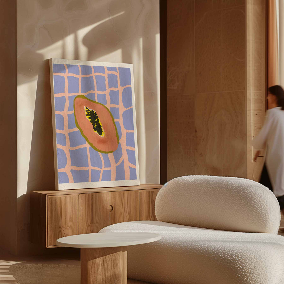 Tropische Papaya Vibes – dibond wanddecoratie in staand formaat
