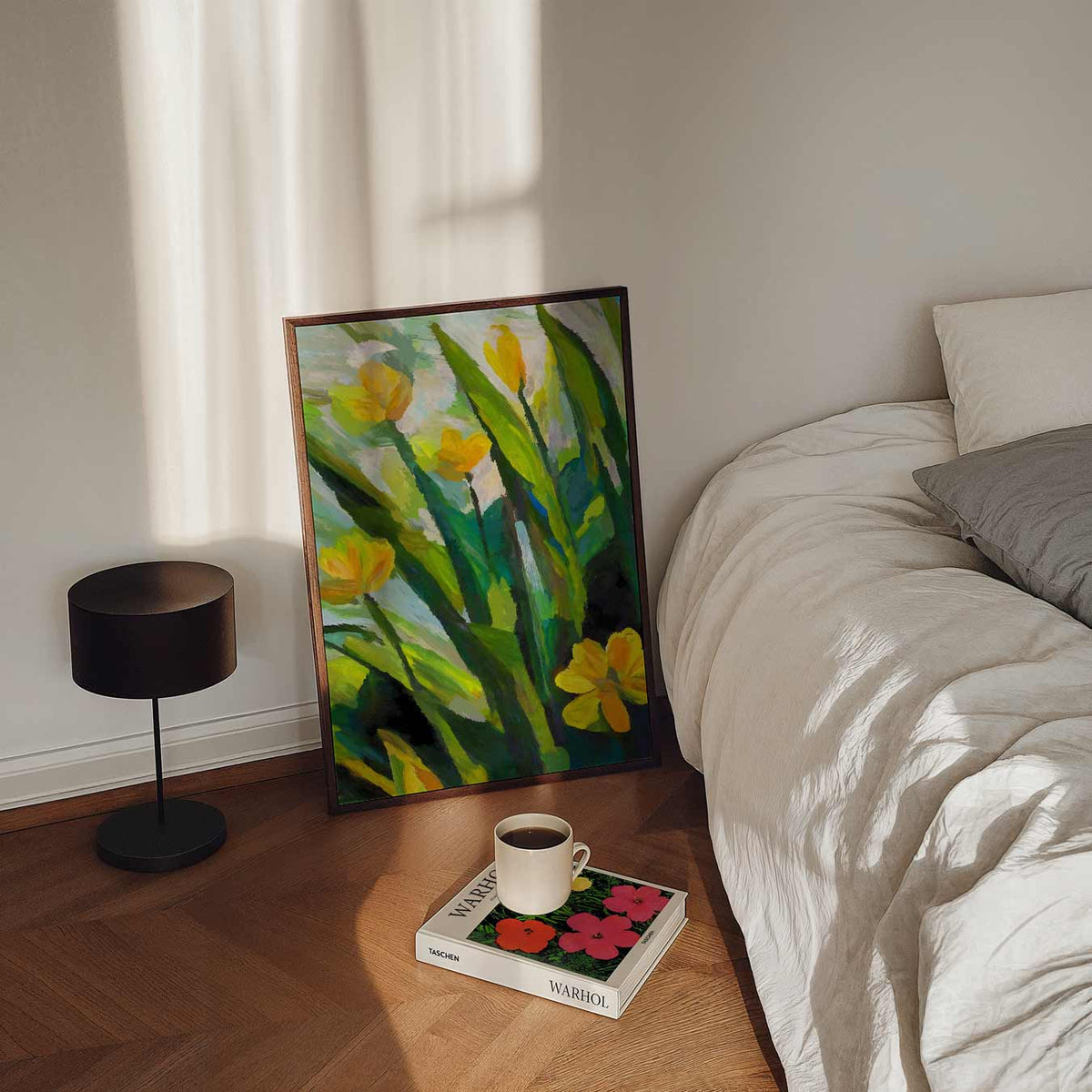 Bloeiende Lente Tulpenschilderij – staande bloemen wanddecoratie van WallArtistic