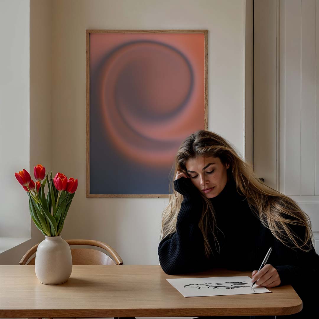 Rustgevende Abstracte Kleurenpracht – staande muurposter met kleurrijke abstracte vormen