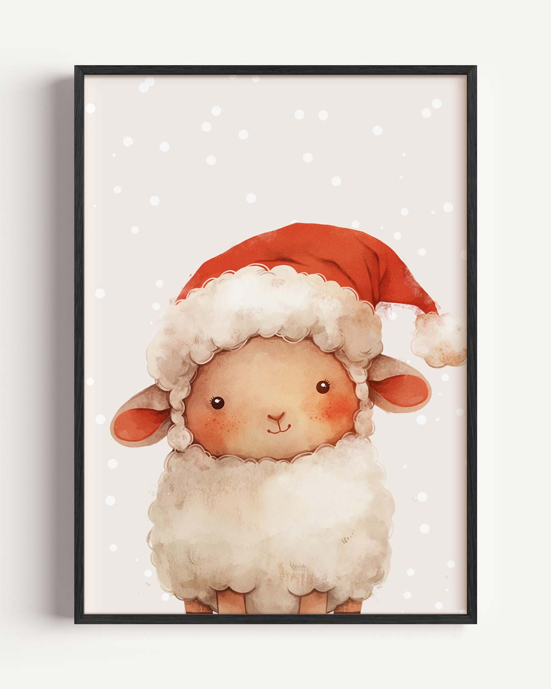 Schattige Kerst Schaap – kids portret poster als wanddecoratie