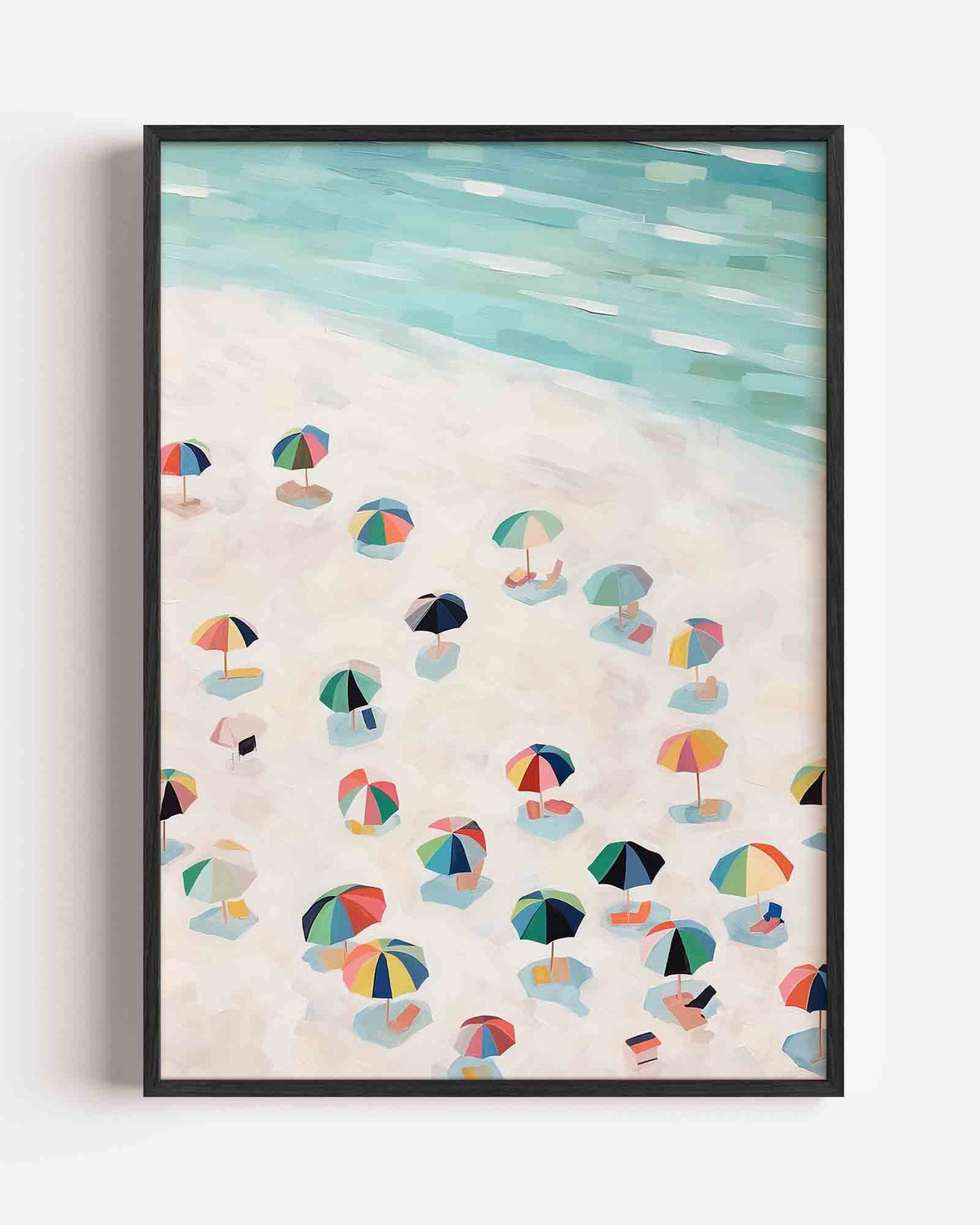 Strand met parasols – keuken portret poster als wanddecoratie