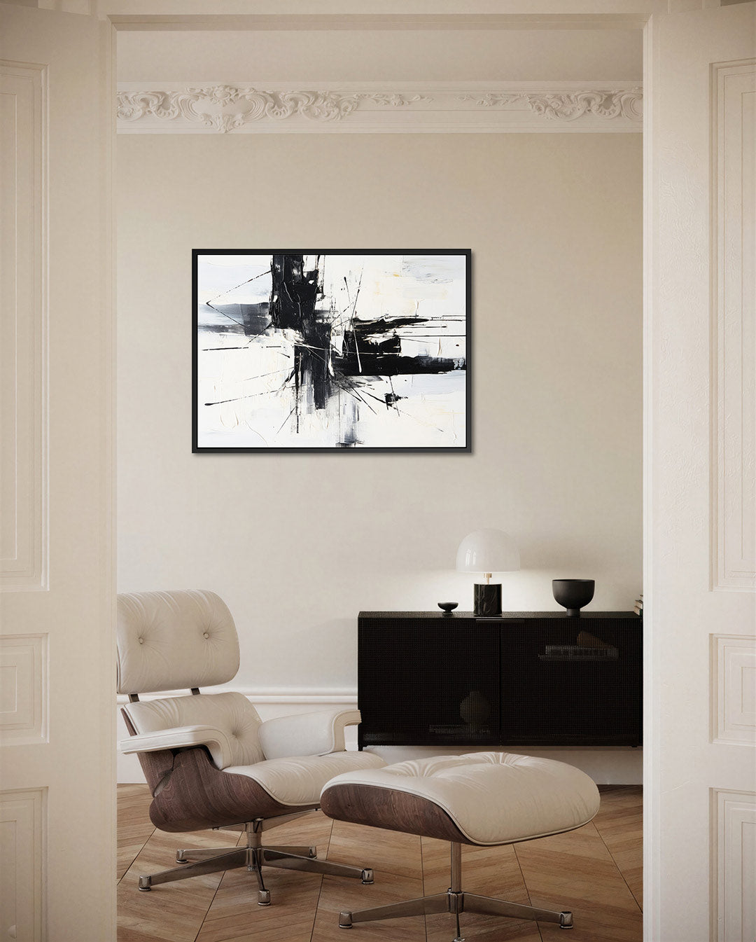Dynamische lijnen – Abstract kunstwerk – liggende wanddecoratie
