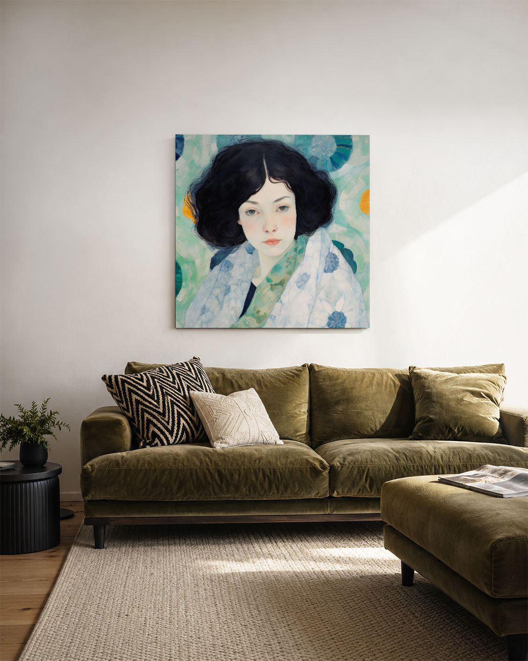 Abstract kunstwerk – derde productweergave – een abstract kunstwerk met donkere tinten en een rustige visuele opbouw.