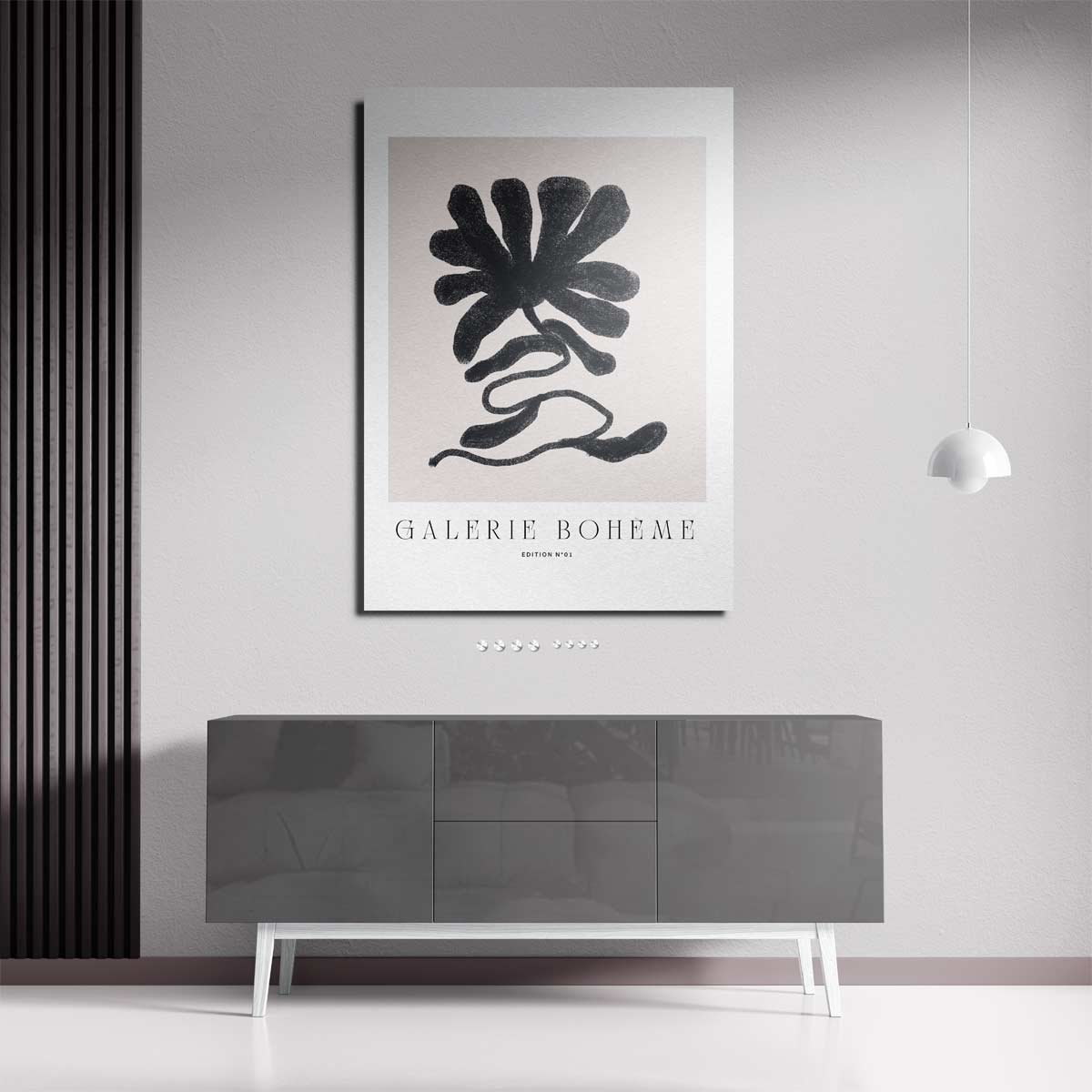 Abstracte Bloem Illustratie – staande wandkunst voor woonkamer of interieur