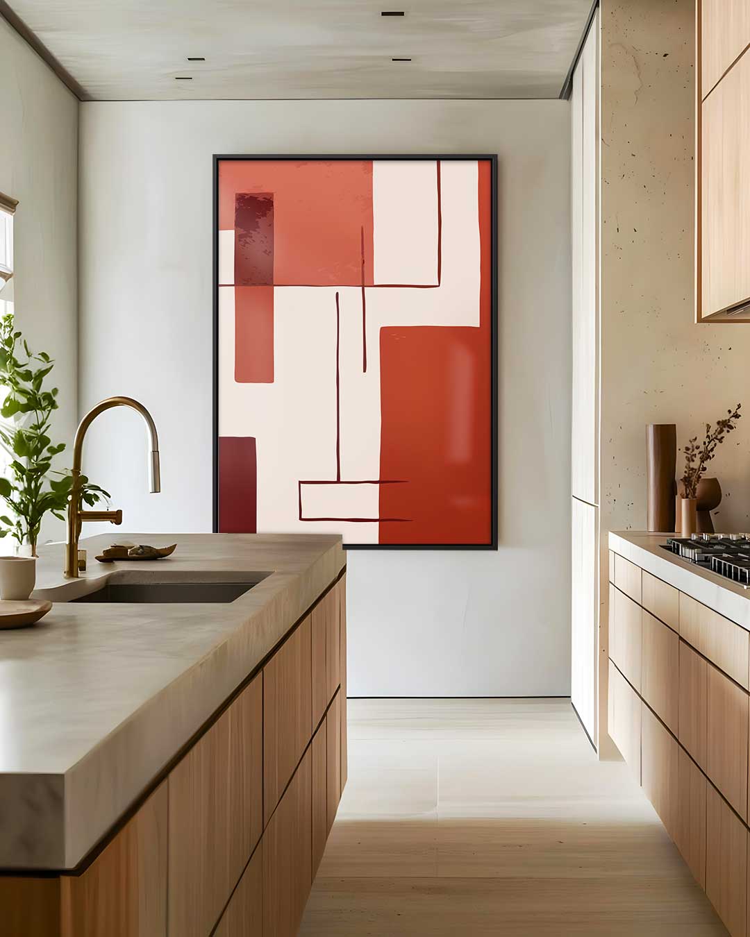 Abstracte Moderne Compositie – dibond wanddecoratie in staand formaat