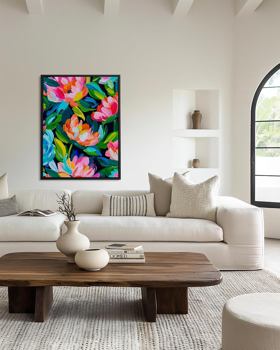 Kleurrijke bloemenpracht – moderne staande wandkunst