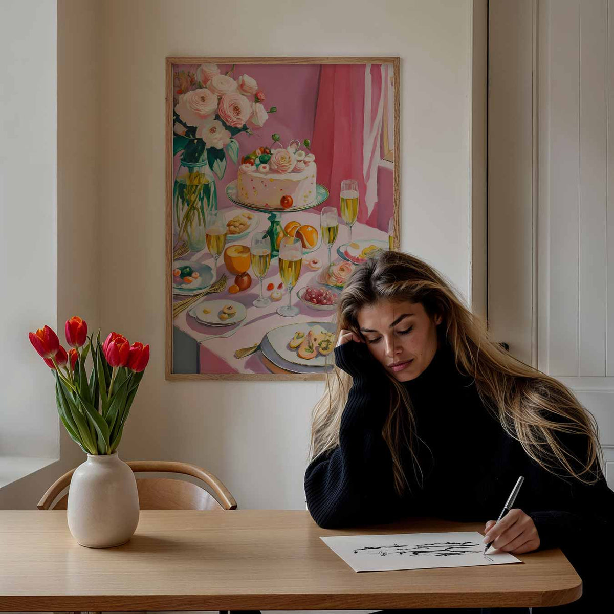 Romantische Tafelschikking – keuken portret poster, afbeelding 7