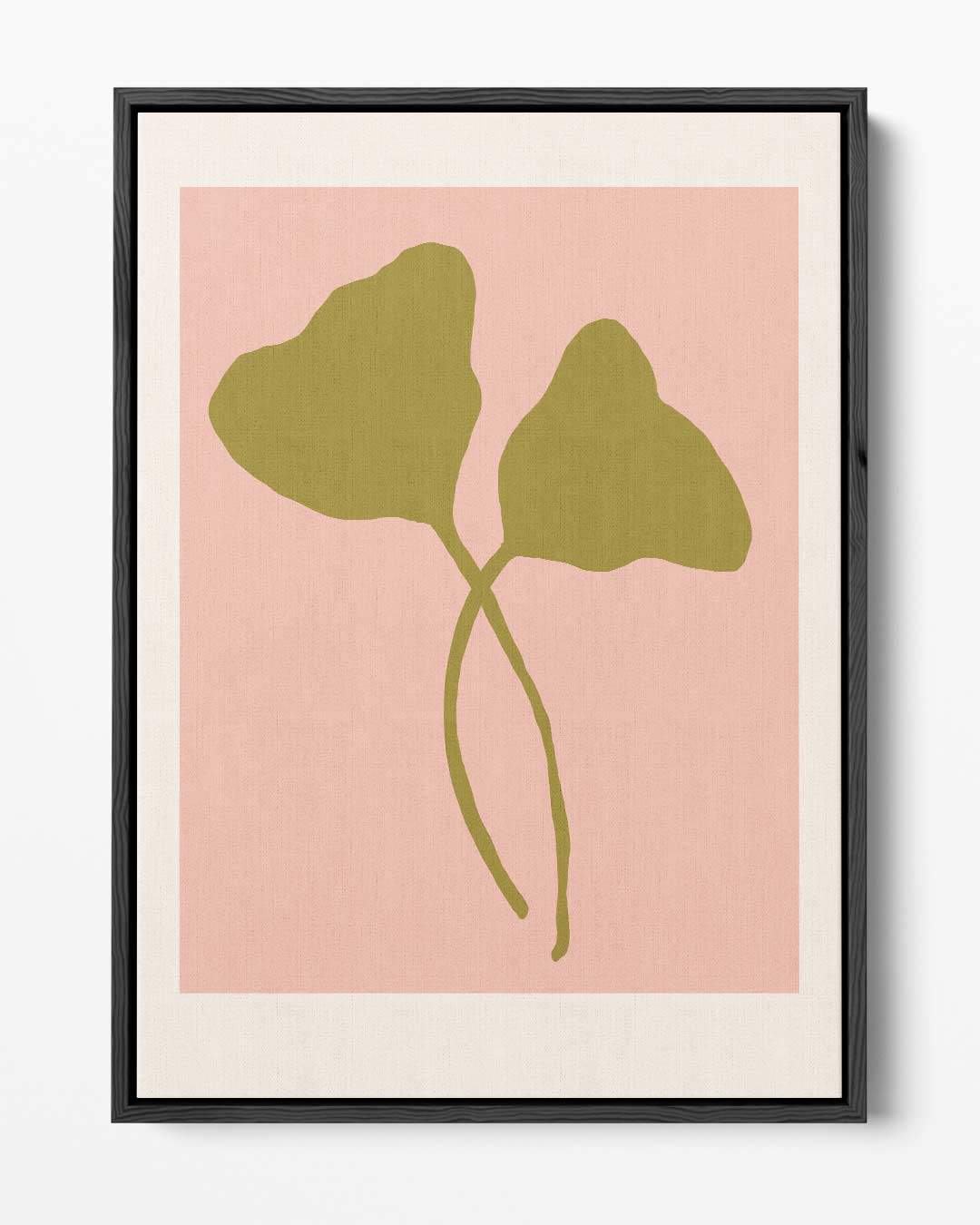 Minimalistische Bladvormen op Zalmkleur – portret kunstwerk als wanddecoratie
