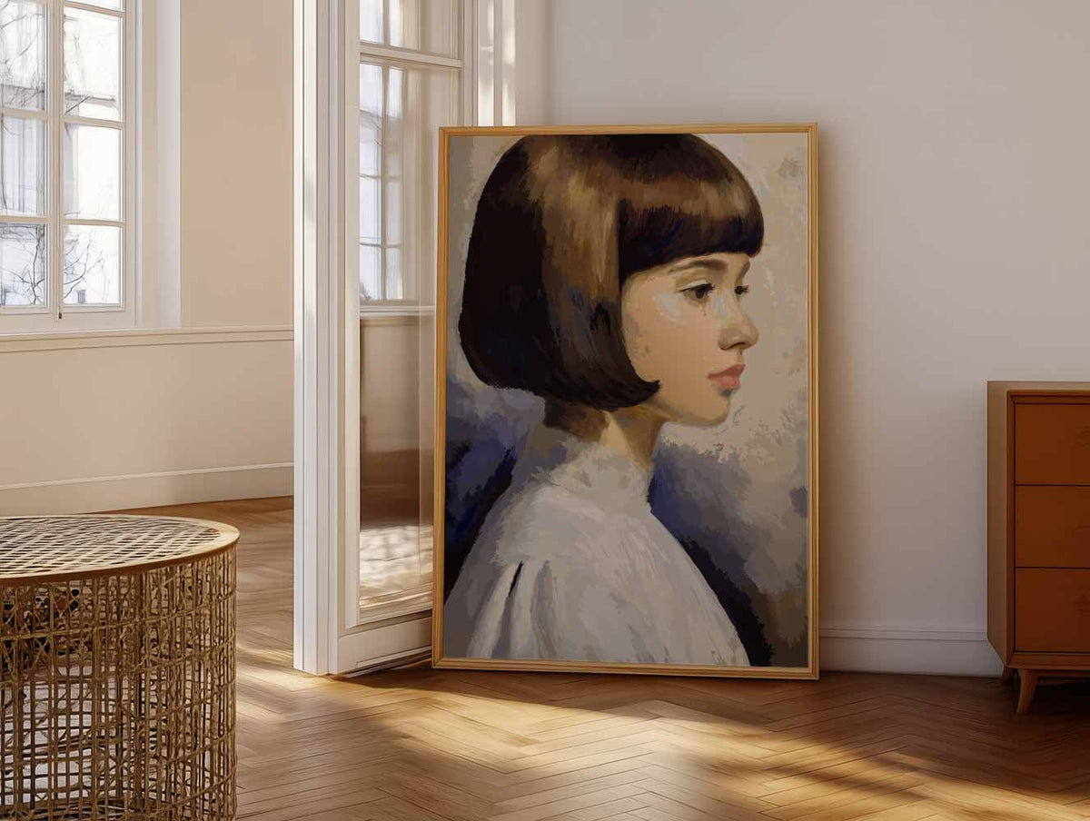 Vrouwelijk Klassiek Portret – vrolijke paasillustratie als portret poster