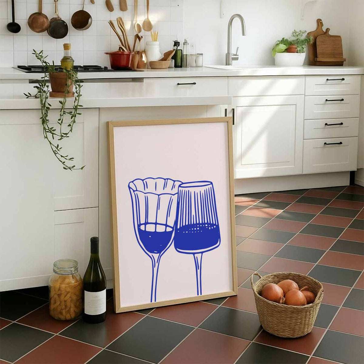 Stijlvolle Glasillustratie – staande muurposter voor keuken of eethoek