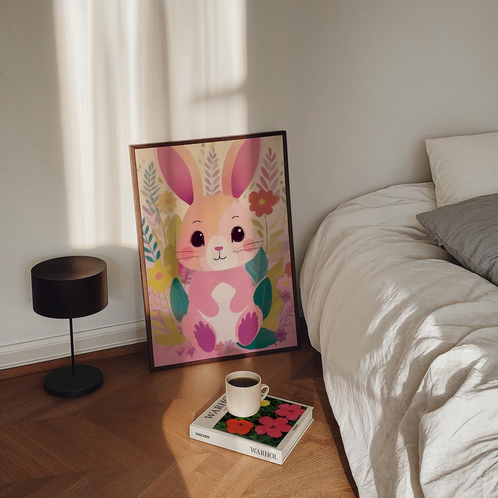 Schattige Konijnenposter – staande kinderkamer wanddecoratie van WallArtistic