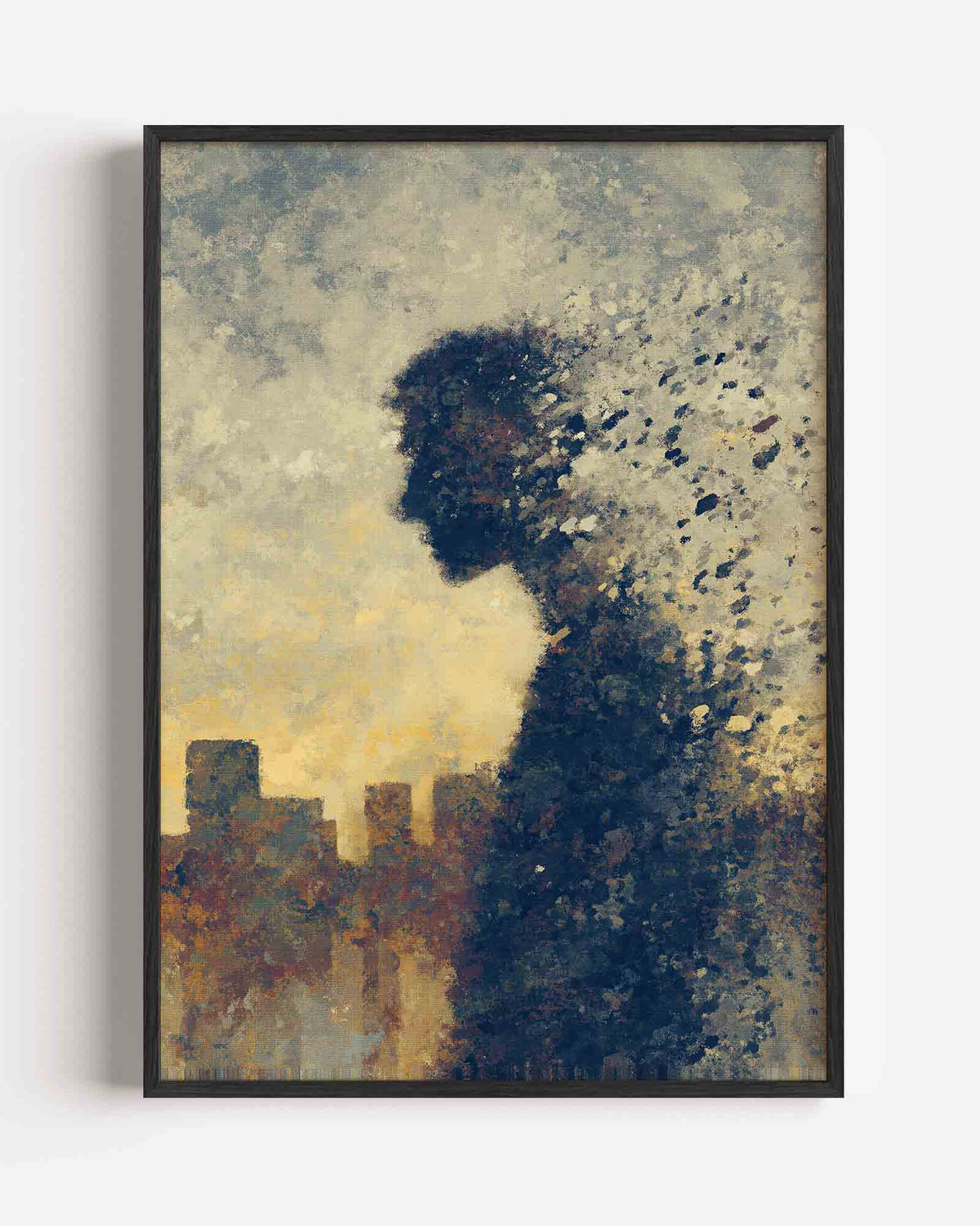 Silhouet met stad – abstracte portret poster als wanddecoratie