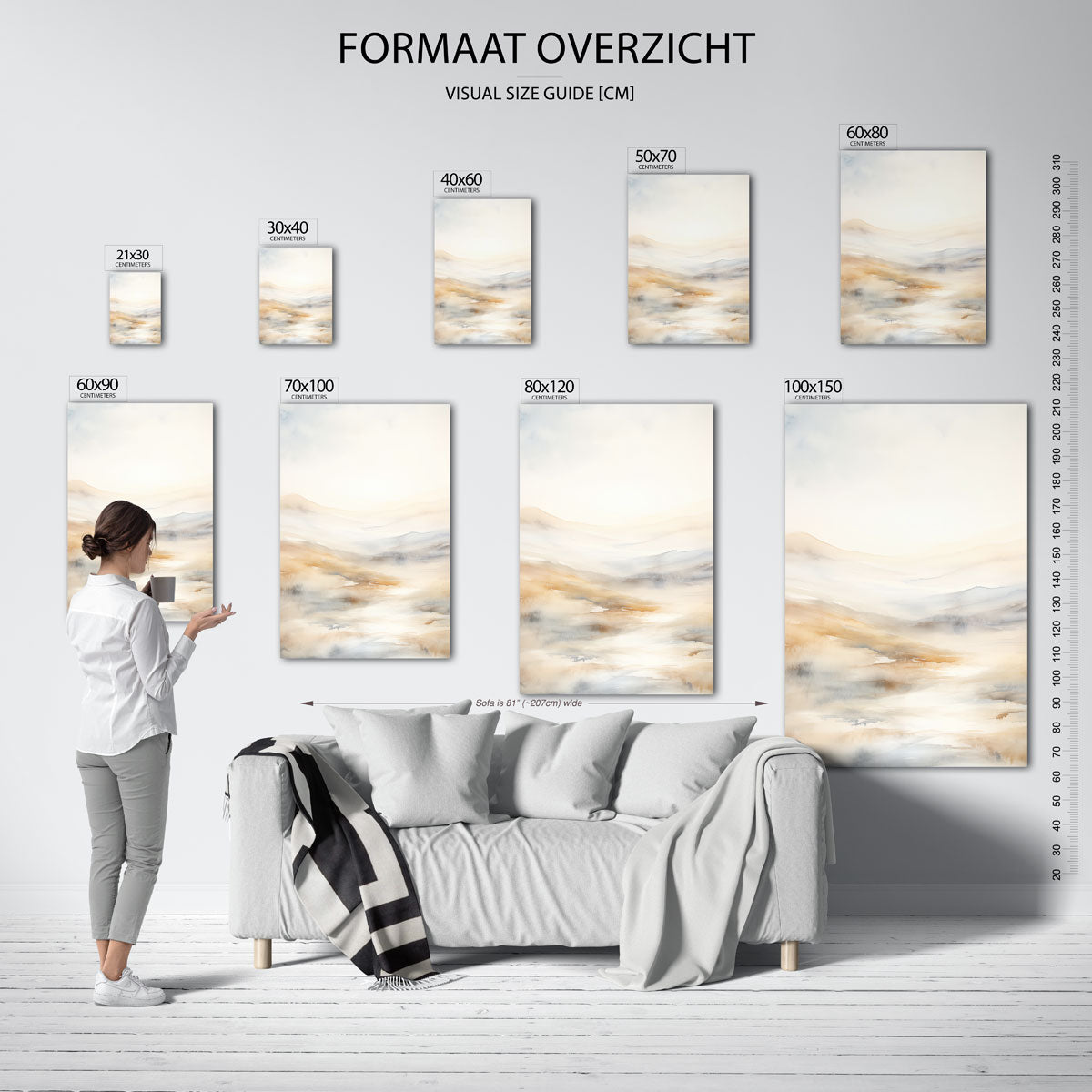 Landschap in zachte tinten – staande muurposter met natuurthema