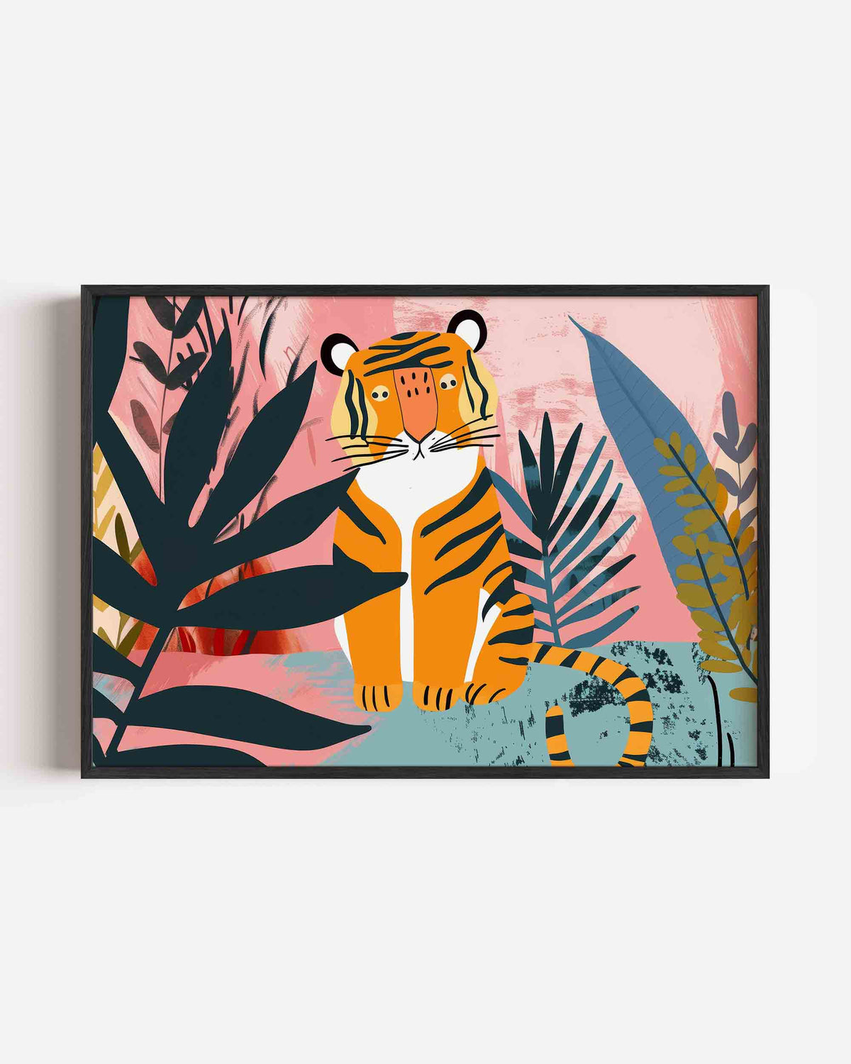 Tijger tussen bladeren – landscape kinderposter als wanddecoratie
