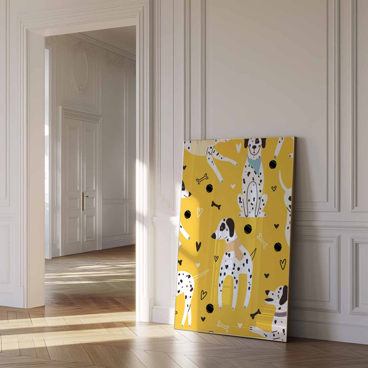 Dalmatier Droomwereld – dierenposter als moderne staande wanddecoratie