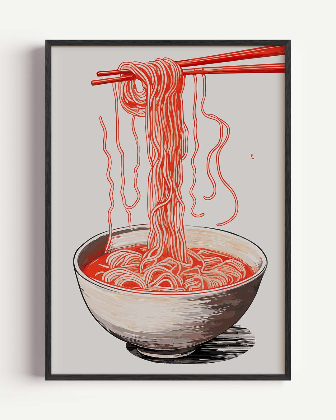 Stijlvolle Noodle Illustratie – keuken portret poster als wanddecoratie