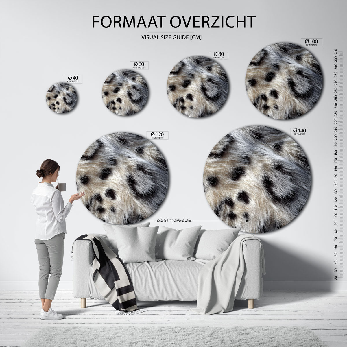 Dierenprint – safari wandkunst als moderne muurcirkel